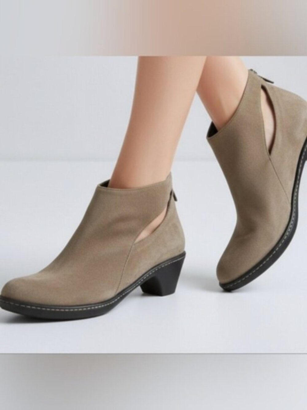 Dansko SZ 36/6 Bonita Tan Suede 2" Heel Zip Bootie Cut Out Detailing Comfort